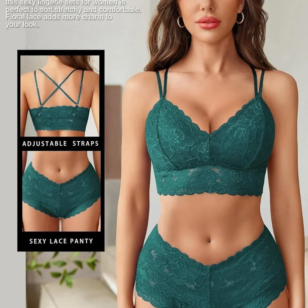 Sexy Lingerie Set for Women Lace Bra and Panty Set 2 Piece Lingerie Set Exotic L
